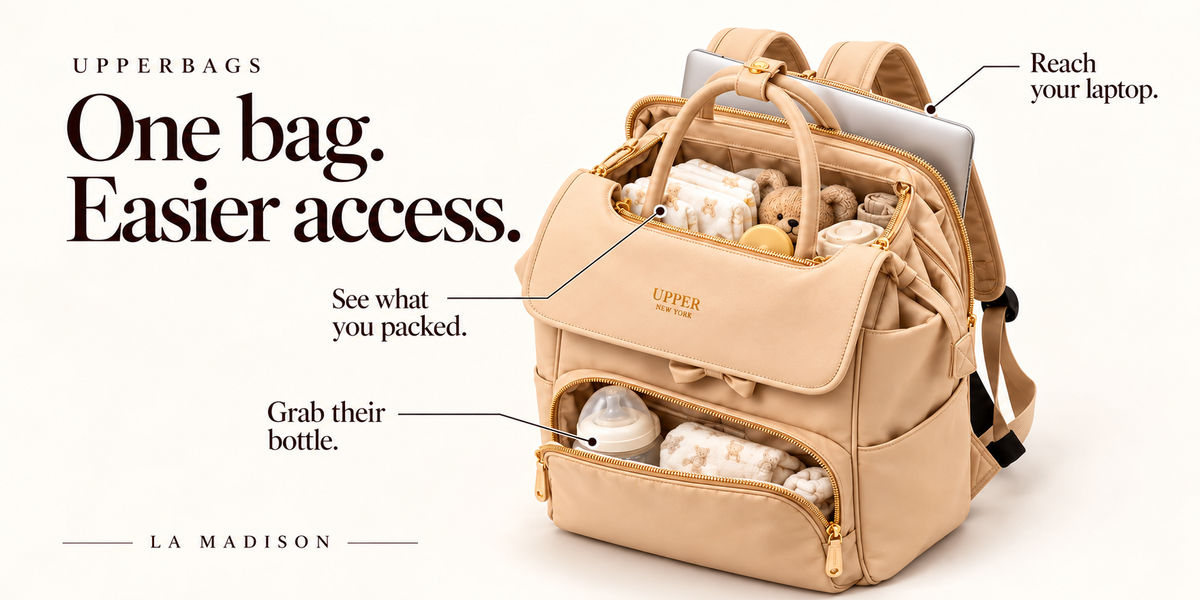 Room for your things + baby’s essentials.