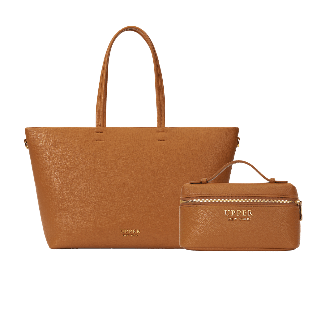 Madison tote and mini bag set for moms in caramel