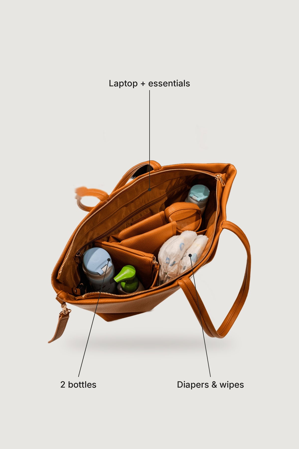 Carry-On Tote open, showing what fits inside
