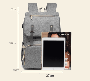 UPPER 549 - Luggage & Bags > Diaper Bags Grey Milan - Light Comfort Everyday Travel Backpack (USB Charging + Bottle Warmer)