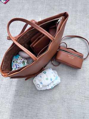 UPPER 549 - Luggage & Bags > Diaper Bags h-brown Signature Lux Bundle: Elegant Tote & Crossbody Set ( Brown )