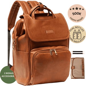 UPPER 549 - Luggage & Bags > Diaper Bags la-brown / Large La Madison - Elegant Vegan Leather Diaper Bag Backpack