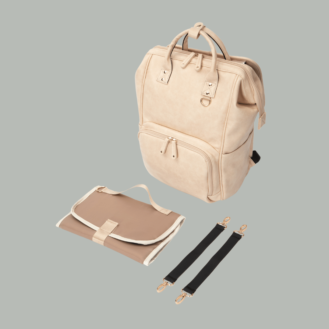 UPPER 549 - Luggage & Bags > Diaper Bags light beige / Urban Set La Madison - Elegant Vegan Leather Diaper Bag Backpack ( Limited Edition )