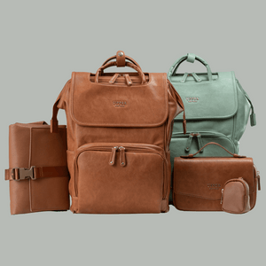 UPPER 549 - Luggage & Bags > Diaper Bags light green / Most Popular La Madison - Elegant Vegan Leather Diaper Bag Backpack ( Limited Edition )