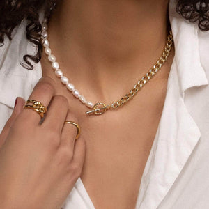 UPPER 196 - Apparel & Accessories > Jewelry > Necklaces Gold Vermeil Mason & Madison Half Chain Pearl Necklace